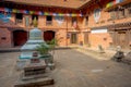 BHAKTAPUR, NEPAL - NOVEMBER 04, 2017: Indoor view inside of ancient Hindu temple in the Durbar square in Bhaktapur, this