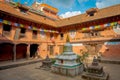 BHAKTAPUR, NEPAL - NOVEMBER 04, 2017: Indoor view inside of ancient Hindu temple in the Durbar square in Bhaktapur, this