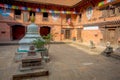 BHAKTAPUR, NEPAL - NOVEMBER 04, 2017: Indoor view inside of ancient Hindu temple in the Durbar square in Bhaktapur, this