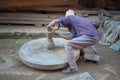 Potter demonstrating how to make pottery in Bhaktapur, Nepal