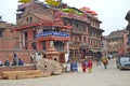 Streets of old city of Bhaktupur literally translates to `city of devotees` with its traditional architucture and large square Royalty Free Stock Photo