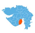 Bhavnagar District Highlighted on Gujarat State Map, India Royalty Free Stock Photo