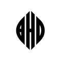 BHD circle letter logo design with circle and ellipse shape. BHD ellipse letters with typographic style. The three initials form a Royalty Free Stock Photo