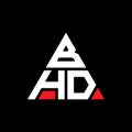 BHD triangle letter logo design with triangle shape. BHD triangle logo design monogram. BHD triangle vector logo template with red Royalty Free Stock Photo