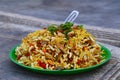 Bhelpuri is a savoury snack or chaat. It is made out of puffed rice, vegetables, tangy tamarind sauce Royalty Free Stock Photo