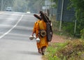 Buddhist monk bhikkhu pilgrims in Thailand