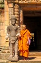 Buddhist monk bhikkhu in Thailand ancient temple wat