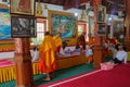 Buddhist monk bhikkhu in Thailand temple wat Royalty Free Stock Photo