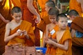 Buddhist young monks doing hand crafts