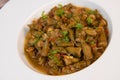 Bhindi masala or ladies finger fry served with indian roti chapati or Indian Flat bread