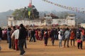 Bhojpur , Nepal , 13 jan 2023 Audience with hands in the air at a music festival