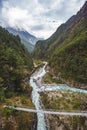 Bhote-Khosi river, Nepal. View from the Hillary bridge