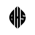 BHS circle letter logo design with circle and ellipse shape. BHS ellipse letters with typographic style. The three initials form a