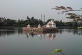 Reflection of a temple in Bindu Sagara lake in Bhubaneswar, Odisha, India