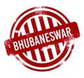 Bhubaneswar - Red grunge button, stamp