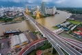 Bhumibol bridge, Bangkok in sunset Royalty Free Stock Photo