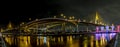 Bhumibol Bridge night time panorama view