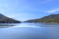 Bhumibol Dam with hydroelectric power plant and reservoir lake on Ping River at Tak province Royalty Free Stock Photo