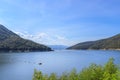 Bhumibol Dam with hydroelectric power plant and reservoir lake on Ping River at Tak province Royalty Free Stock Photo