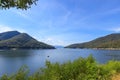 Bhumibol Dam with hydroelectric power plant and reservoir lake on Ping River at Tak province Royalty Free Stock Photo