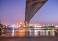 Bhumibol highway Bridge Twilight under view. Royalty Free Stock Photo