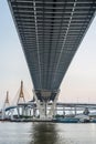 Bhumibol highway Bridge Twilight under view. Royalty Free Stock Photo