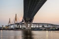 Bhumibol highway Bridge Twilight under view.