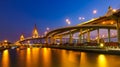 Bhumibol Mega Bridge (Industrial Ring Mega Bridge) at night, Ban