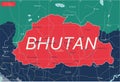 Bhutan country detailed editable map