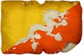 Bhutan Flag On Old Paper