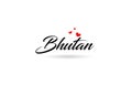 Bhutan name country word with three red love heart. Creative typography logo icon design