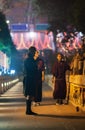 Bhutan pilgrim in the Mahabodhi Temple yard. Royalty Free Stock Photo