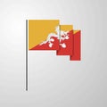 Bhutan waving Flag creative background