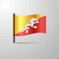 Bhutan waving Shiny Flag design vector