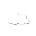 Bhutan - white 3D silhouette map of country area with dropped shadow on white background. Simple flat vector