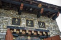 Bhutanese arts and religious carving at the entrance of National Memorial Chorten, Thimphu, Bhutan Royalty Free Stock Photo