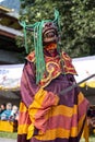 Bhutanese Cham dance. Portrait of Bhutanese Cham masked dancer .Bumthang, central Bhutan. Royalty Free Stock Photo