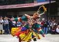 Bhutanese Cham masked dance, Buddhist lama dance, Bumthang, central Bhutan. Royalty Free Stock Photo