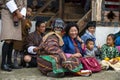 Bhutanese Cham masked dance, comedian, joker , Tamshing Goemba, Bumthang, central Bhutan. Royalty Free Stock Photo