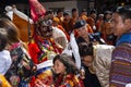 Bhutanese Cham masked dance, Lord of Underworld gives the blessing , Tamshing Goemba, Nyingma, Bumthang, central Bhutan Royalty Free Stock Photo