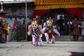 Bhutanese Cham masked dance, skeleton mask lama dance , Bumthang, central Bhutan. Royalty Free Stock Photo