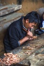 Bhutanese craft man carving vajra , wood carving , Bhutan