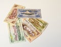 Bhutanese Ngultrum banknotes on a white background Royalty Free Stock Photo