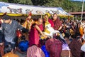 Bhutanese people waiting the blessing . Jampa, Maitreya , Tamshing Goemba, Bumthang, central Bhutan.