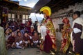 Bhutanese people waiting the blessing , Tamshing Goemba, Bumthang, central Bhutan. Royalty Free Stock Photo