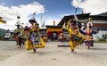 Bhutanese Sha Na Cham, black hat dance , Tamshing Goemba, Bumthang, central Bhutan. Royalty Free Stock Photo