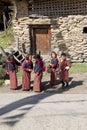 Bhutanese students, Chhume village, Bhutan Royalty Free Stock Photo