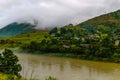 Bhutanese village near the river at Punakha, Bhutan Royalty Free Stock Photo