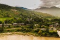 Bhutanese village near the river at Punakha, Bhutan Royalty Free Stock Photo