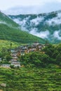 Bhutanese village near the river at Punakha, Bhutan Royalty Free Stock Photo